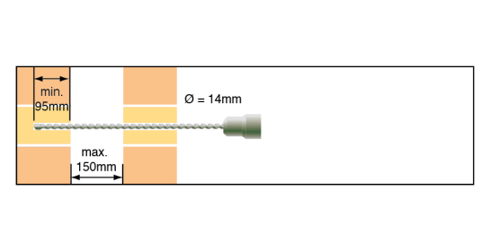 1. Drill hole to the required length.