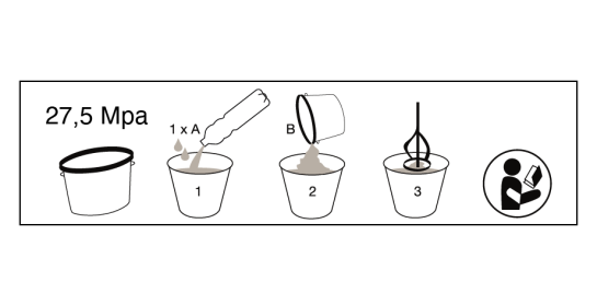 4. Mix the SAMSON 2C-BRICK-GROUT: Pour in the liquid then gradually add the powder. Mix thoroughly.