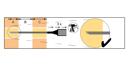 6. Fill the GroutTie gun with the mixed grout, and inject into the far wall.