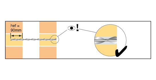 8. Ensure that the 8mm helical tie is flush with the outside of the external leaf.