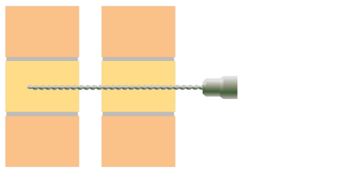 1. Drill the pilot holes through both leaves to required depth and diameter.