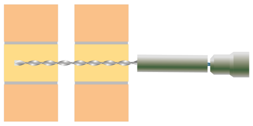 2. Insert the installation tool into an SDS rotary hammer drill, then place the tie into the installation tool.